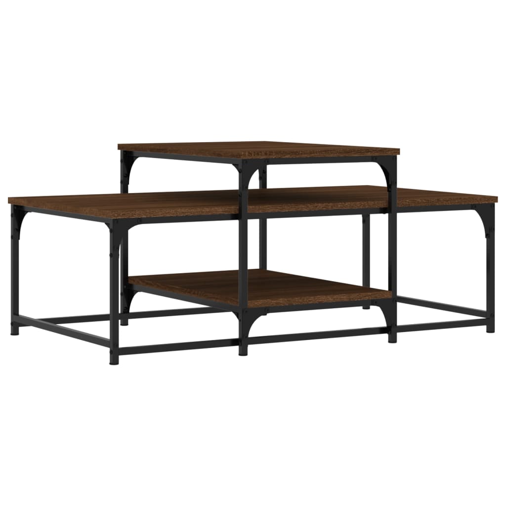 sofabord 102x60x45 cm konstrueret træ brun egetræsfarve