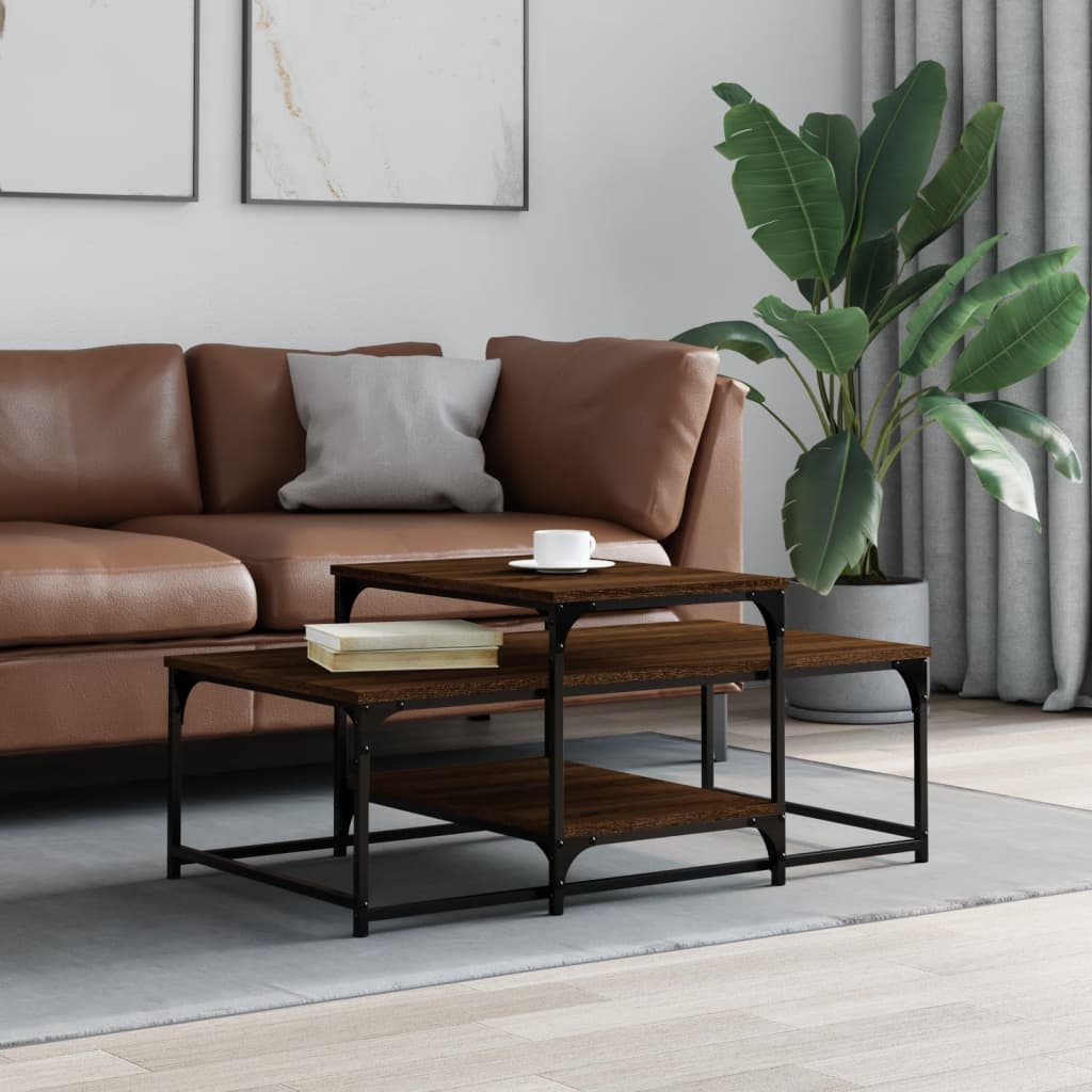 sofabord 102x60x45 cm konstrueret træ brun egetræsfarve