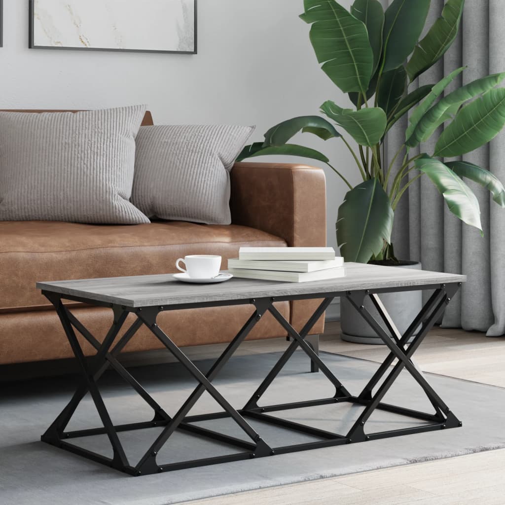 sofabord 100x49x40 cm konstrueret træ grå sonoma-eg