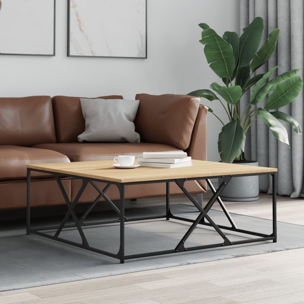 sofabord 100x100x40 cm konstrueret træ sonoma-eg