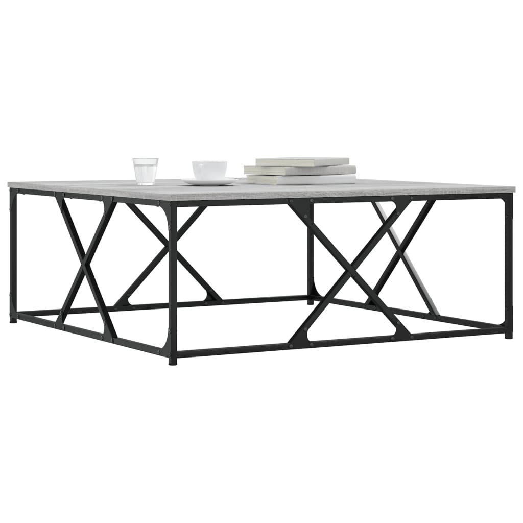 sofabord 100x100x40 cm konstrueret træ grå sonoma-eg
