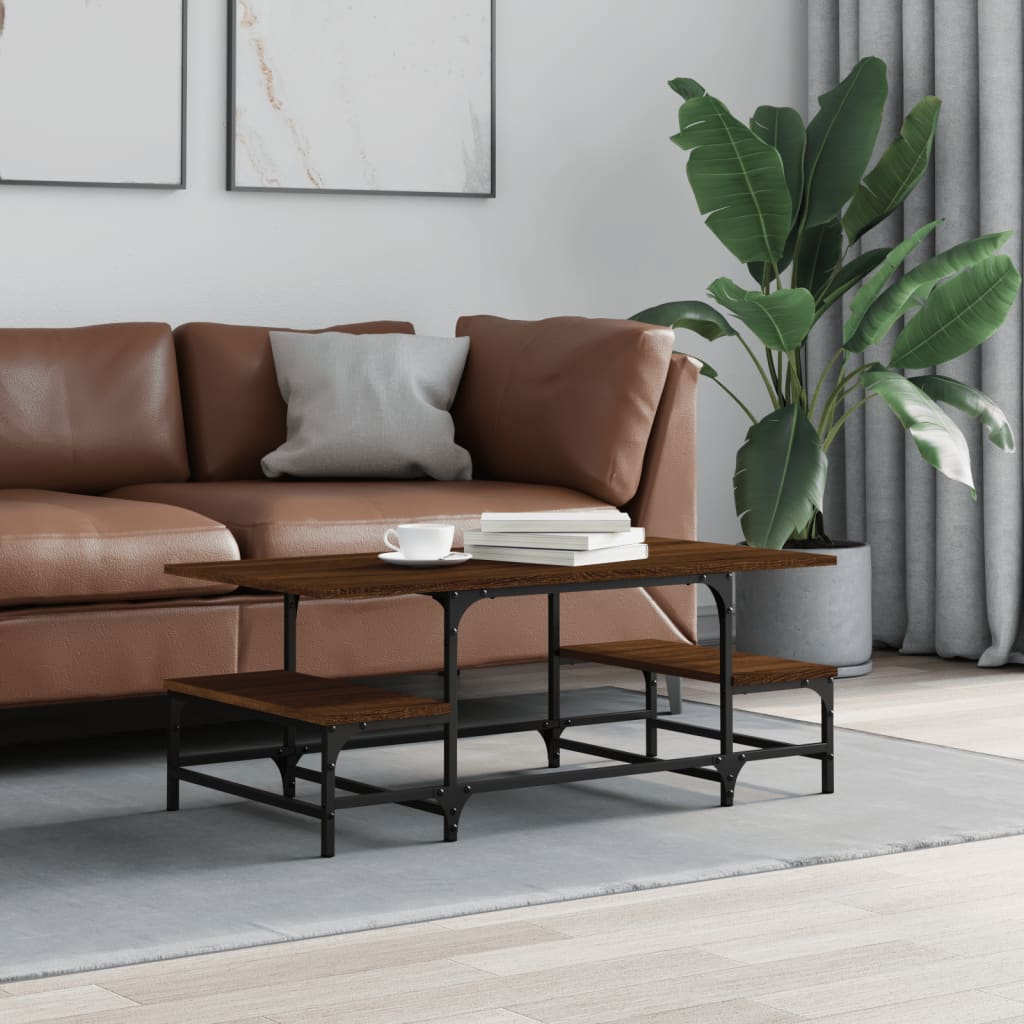 sofabord 100x50,5x40 cm konstrueret træ brun egetræsfarve