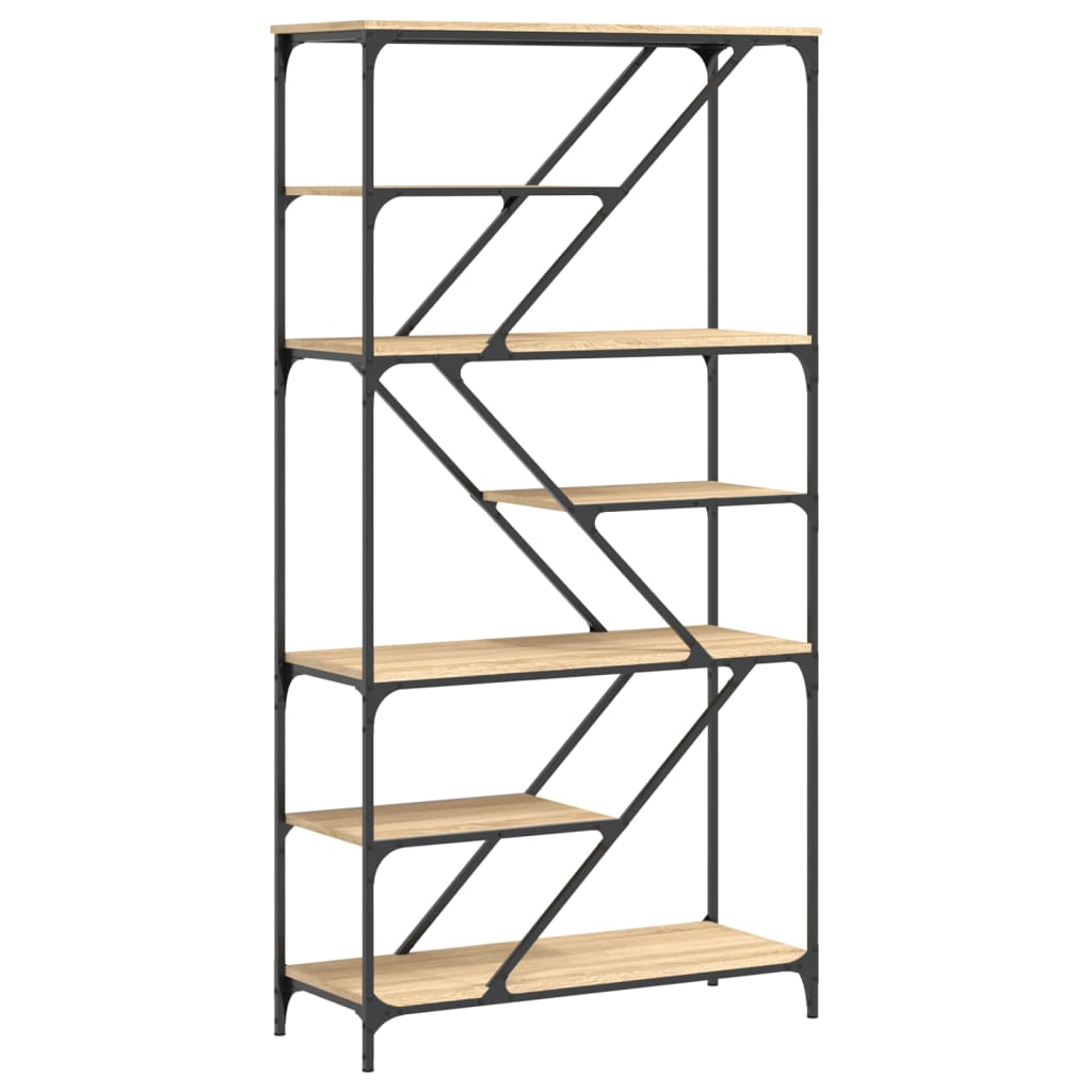 bogreol 91x36x176 cm konstrueret træ og jern sonoma-eg