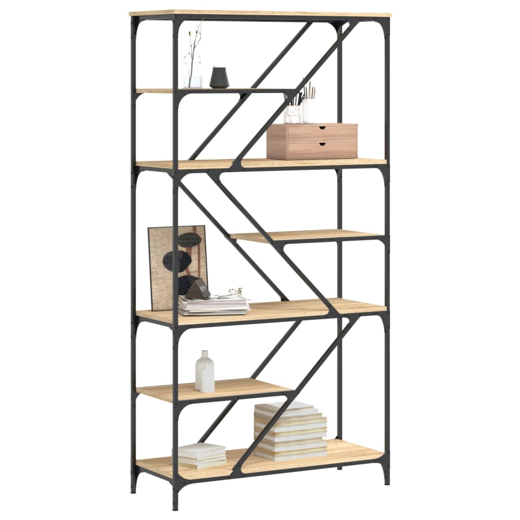 bogreol 91x36x176 cm konstrueret træ og jern sonoma-eg