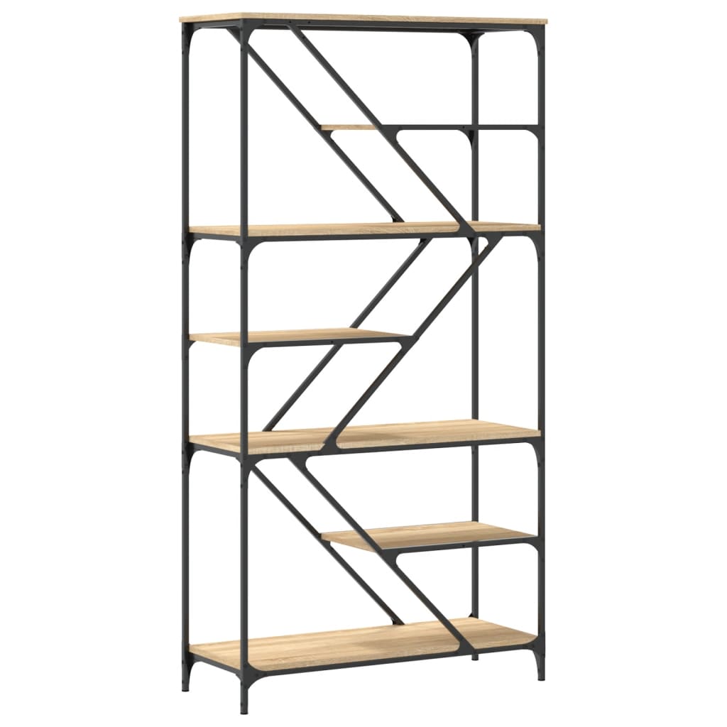 bogreol 91x36x176 cm konstrueret træ og jern sonoma-eg