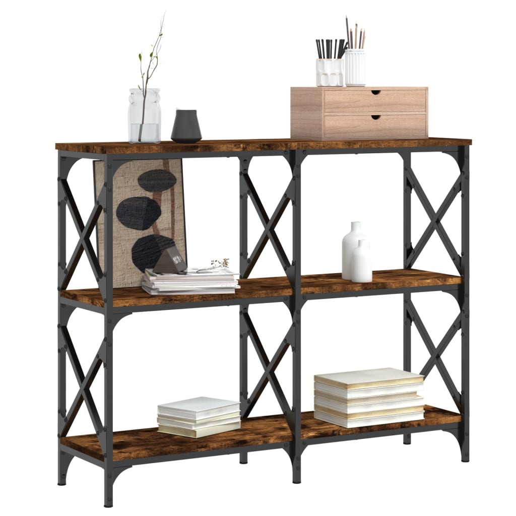konsolbord 100x28x80,5 cm konstrueret træ røget egetræsfarve