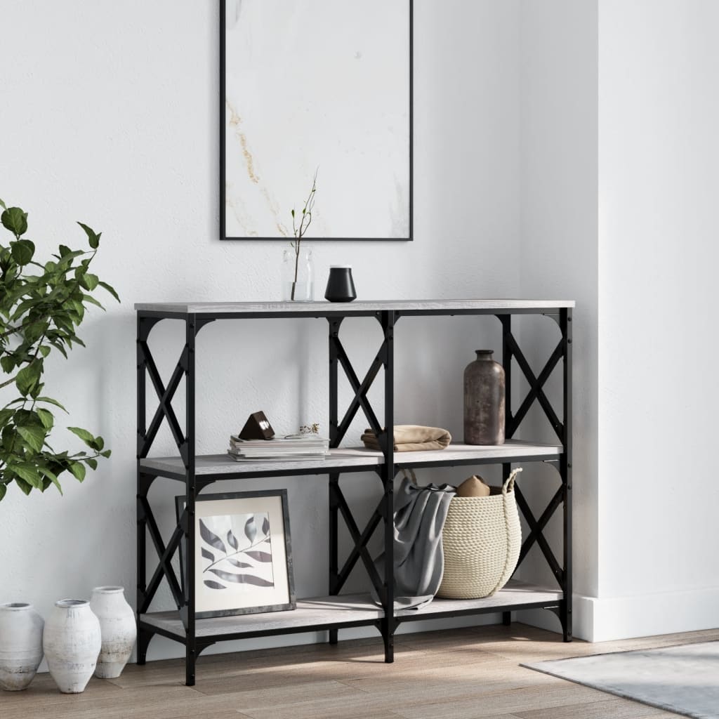 konsolbord 100x28x80,5 cm konstrueret træ grå sonoma-eg