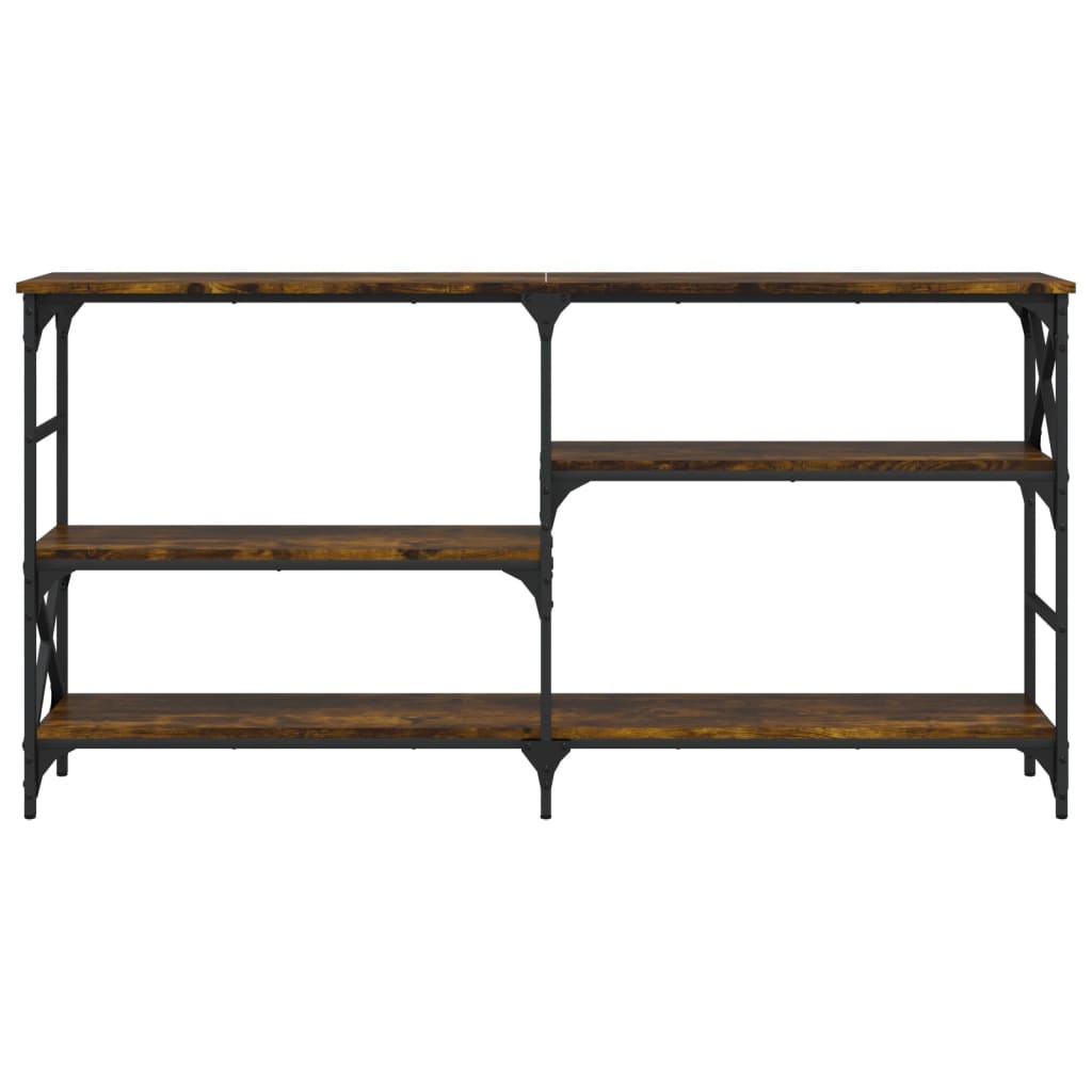 konsolbord 150x29x76,5 cm konstrueret træ røget egetræsfarve
