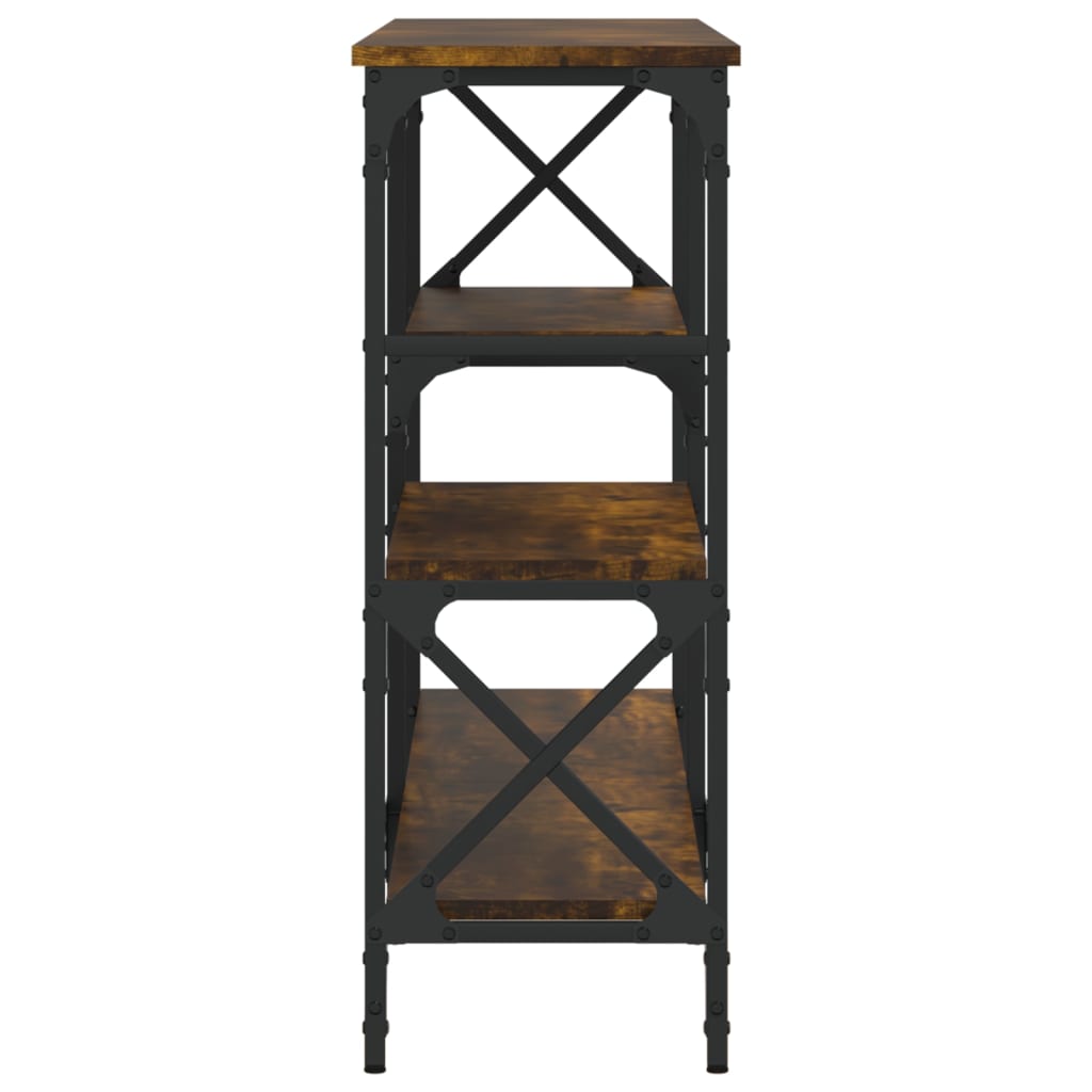 konsolbord 150x29x76,5 cm konstrueret træ røget egetræsfarve