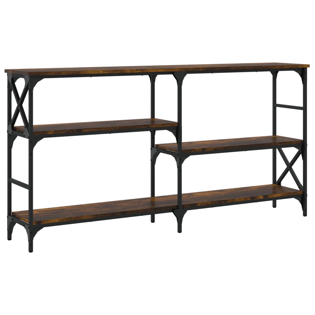 konsolbord 150x29x76,5 cm konstrueret træ røget egetræsfarve