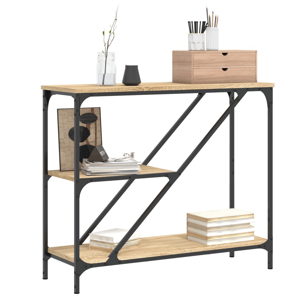 konsolbord 88,5x30x75 cm konstrueret træ sonoma-eg