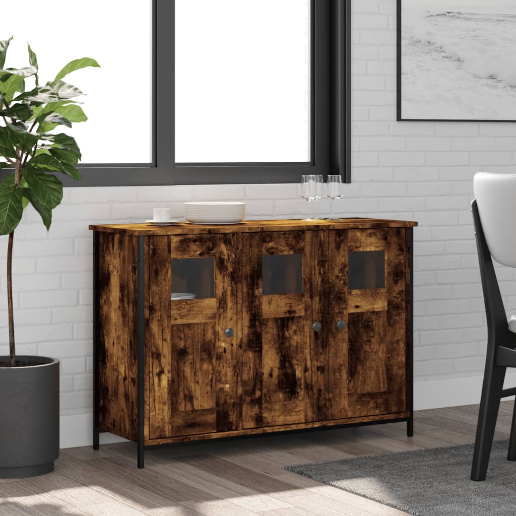 skænk 100x35x70 cm konstrueret træ røget egetræsfarve