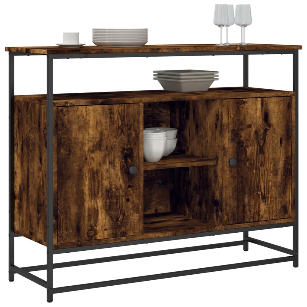 skænk 100x35x80 cm konstrueret træ røget egetræsfarve