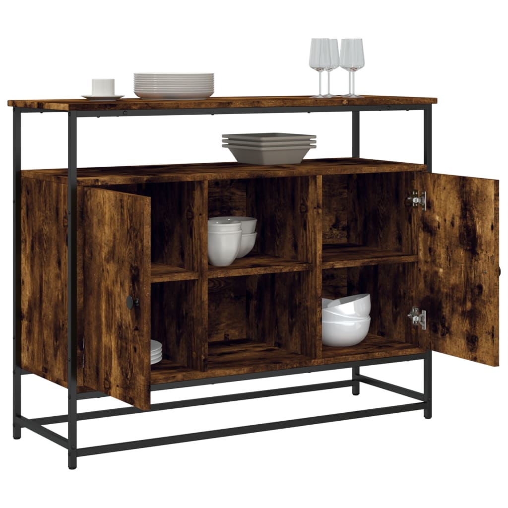skænk 100x35x80 cm konstrueret træ røget egetræsfarve