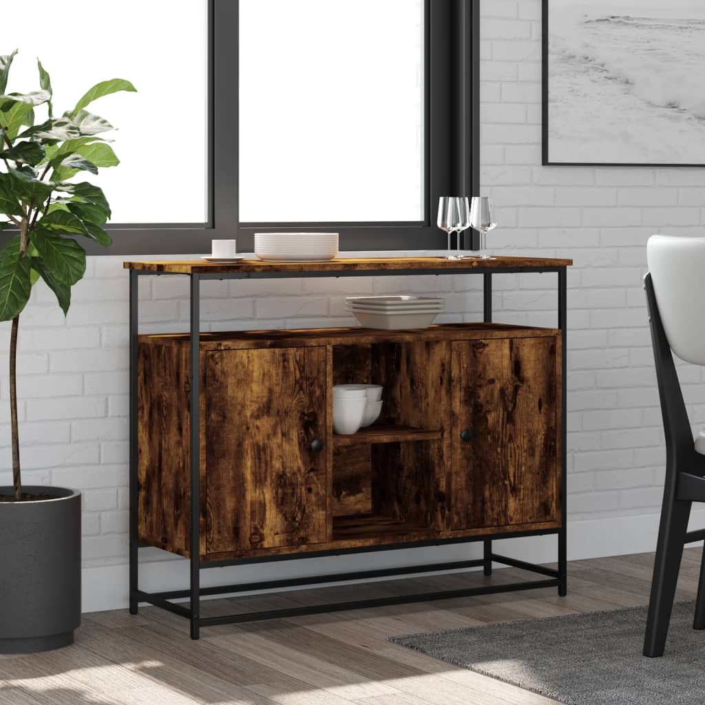 skænk 100x35x80 cm konstrueret træ røget egetræsfarve