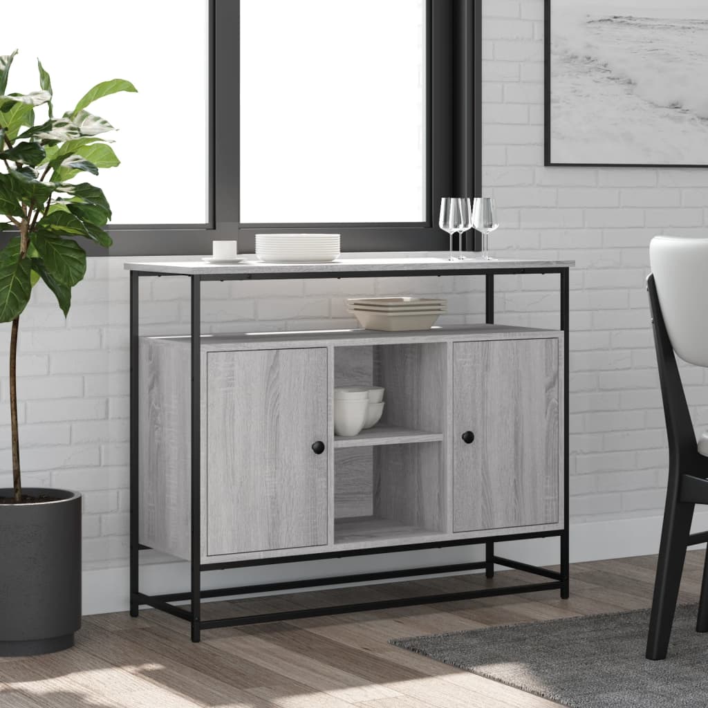 skænk 100x35x80 cm konstrueret træ grå sonoma-eg