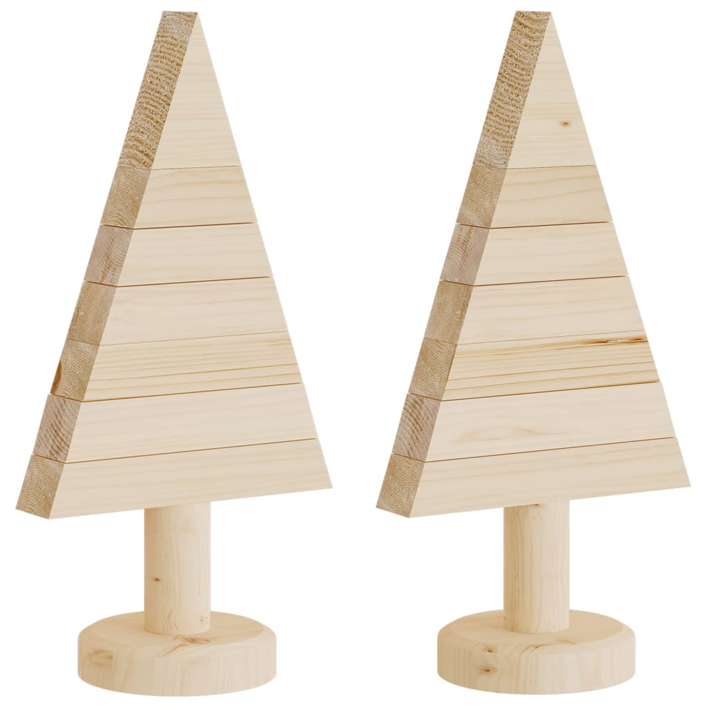 dekorative juletræer 2 stk. 30 cm massivt fyrretræ