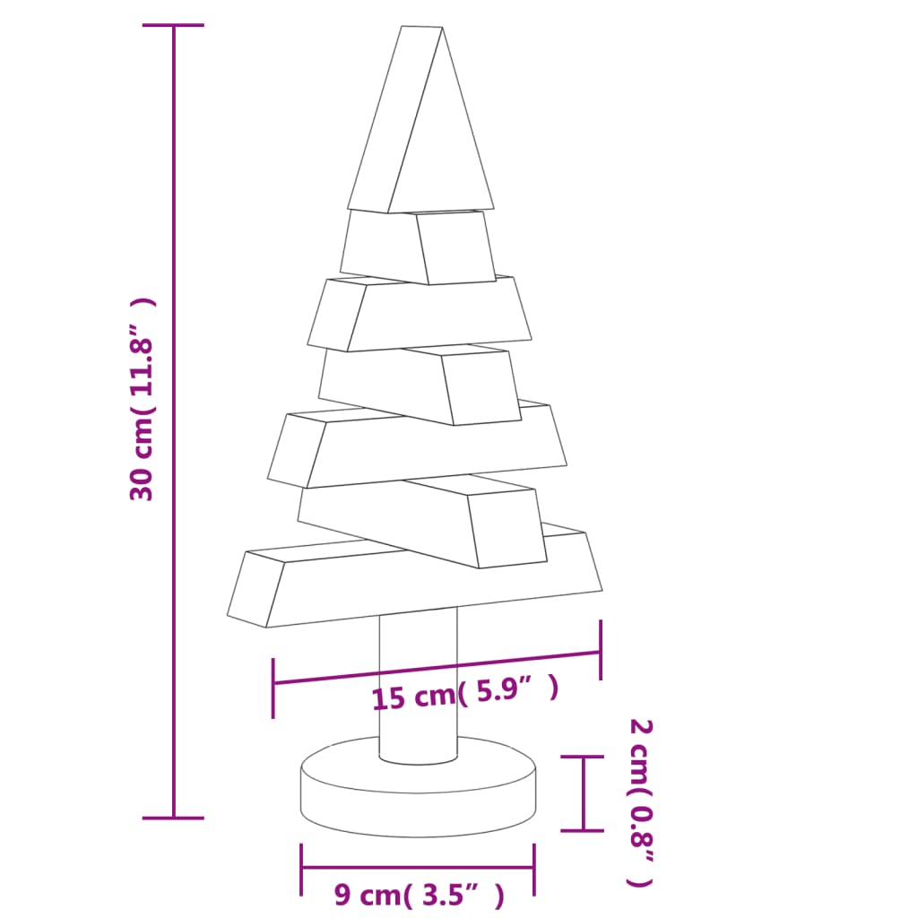 dekorative juletræer 2 stk. 30 cm massivt fyrretræ