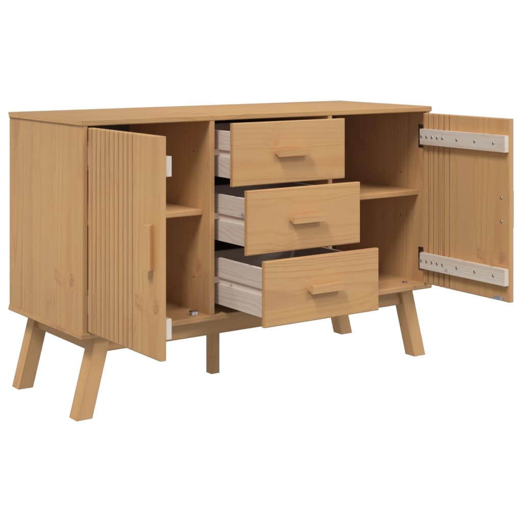 skænk OLDEN 114x43x73,5 cm massivt fyrretræ brun