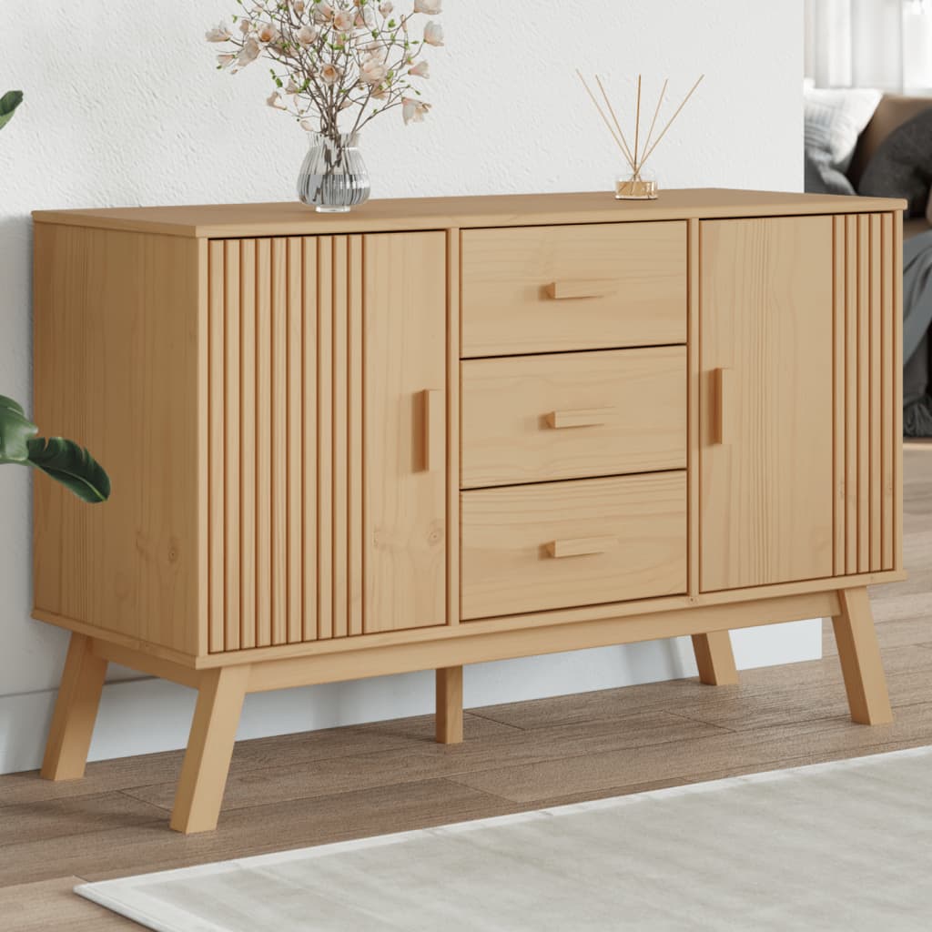 skænk OLDEN 114x43x73,5 cm massivt fyrretræ brun