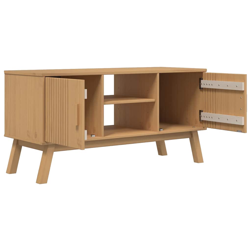 tv-bord OLDEN 114x43x57 cm massivt fyrretræ brun