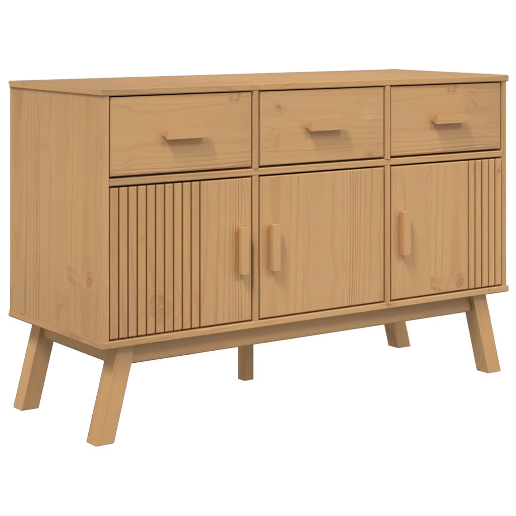 skænk OLDEN 114x43x73,5 cm massivt fyrretræ brun