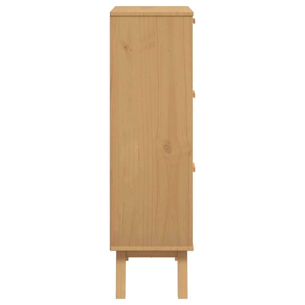 skoskab OLDEN 55x35x120 cm massivt fyrretræ brun