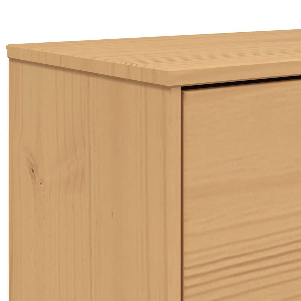 skoskab OLDEN 55x35x120 cm massivt fyrretræ brun