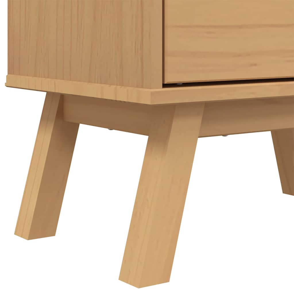 skoskab OLDEN 55x35x120 cm massivt fyrretræ brun