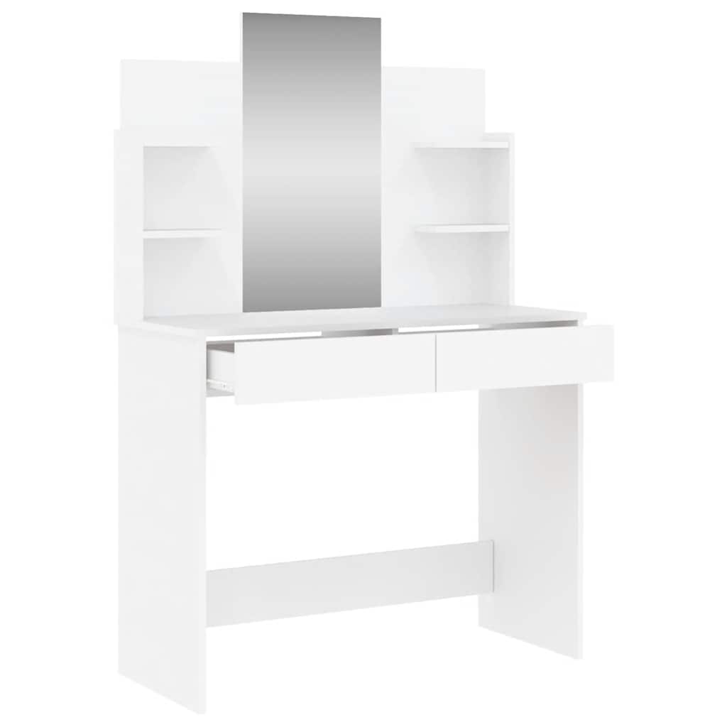 makeupbord med spejl 96x39x142 cm hvid