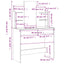 makeupbord med spejl 96x39x142 cm hvid