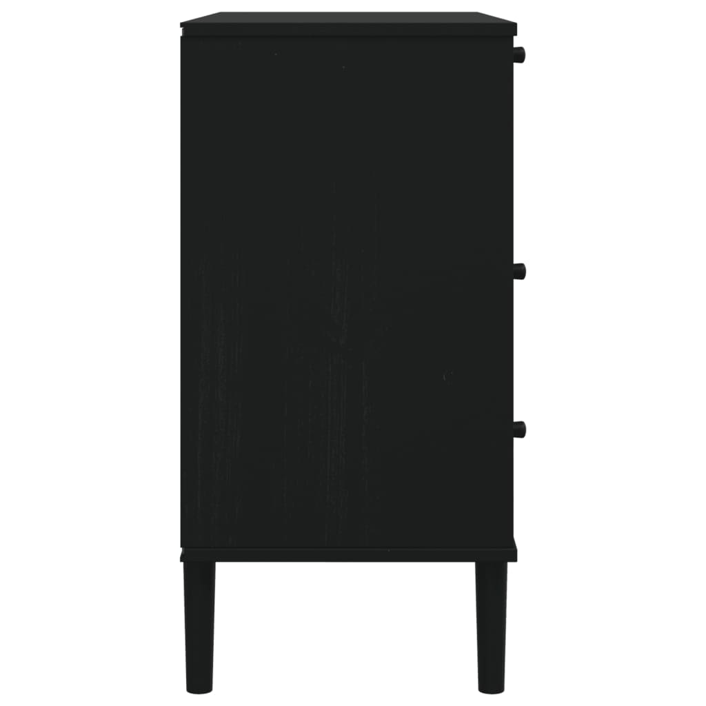 kommode SENJA rattanlook 80x40x80 cm massivt fyrretræ sort