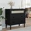 kommode SENJA rattanlook 80x40x80 cm massivt fyrretræ sort