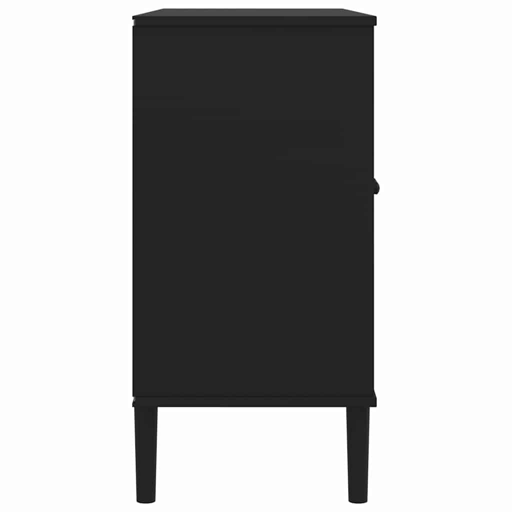 skænk SENJA 112x40x80 cm rattan-look massivt fyrretræ sort