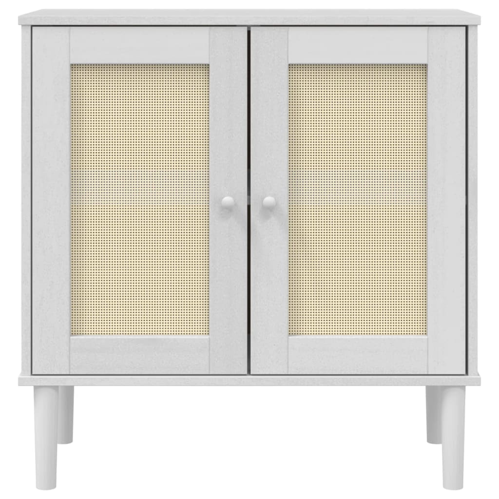 skænk SENJA 80x35x80 cm rattan-look massivt fyrretræ hvid