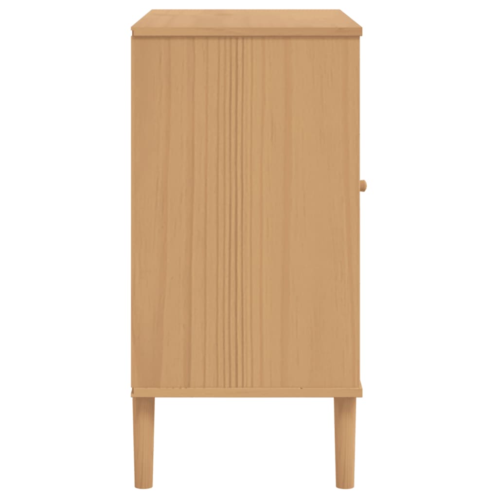 skænk SENJA 80x40x80 cm rattan-look massivt fyrretræ brun