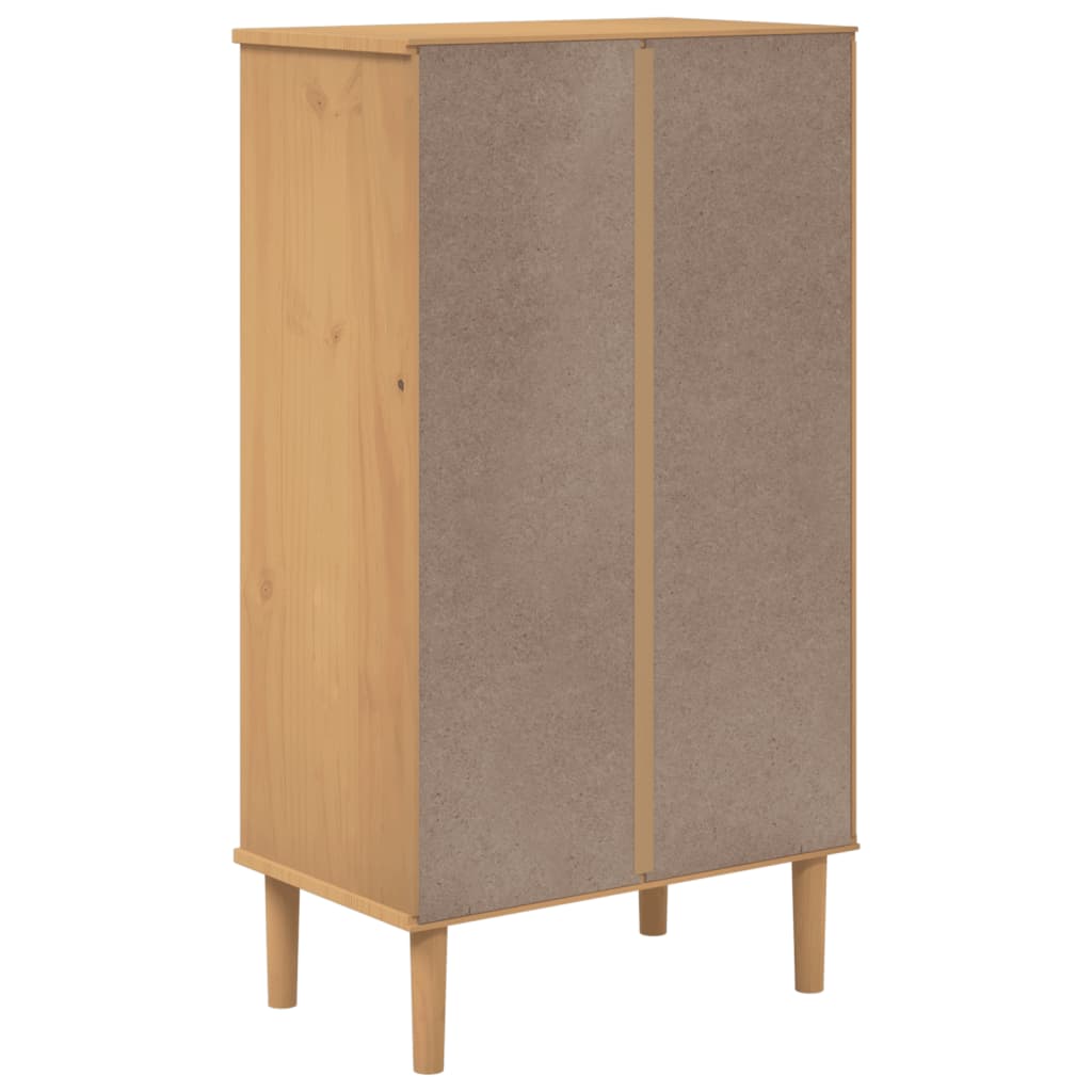 skoskab SENJA 59,5x35x107 cm rattan-look massivt træ brun
