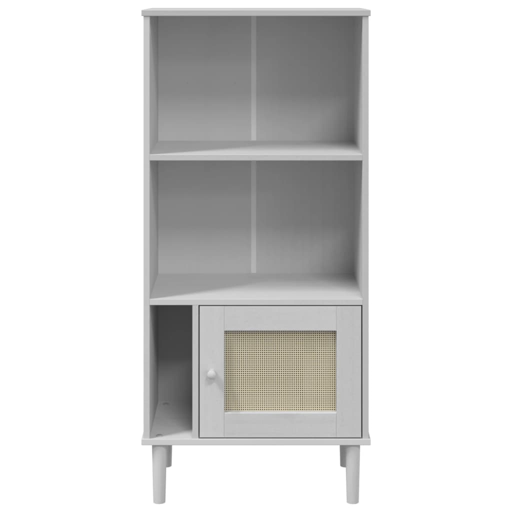 skænk SENJA 60x35x130 cm rattanlook massivt fyrretræ hvid