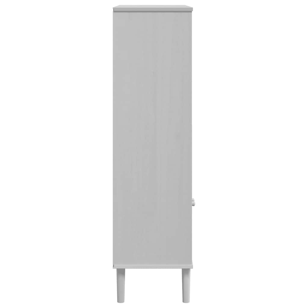 skænk SENJA 90x35x130 rattanlook massivt fyrretræ hvid
