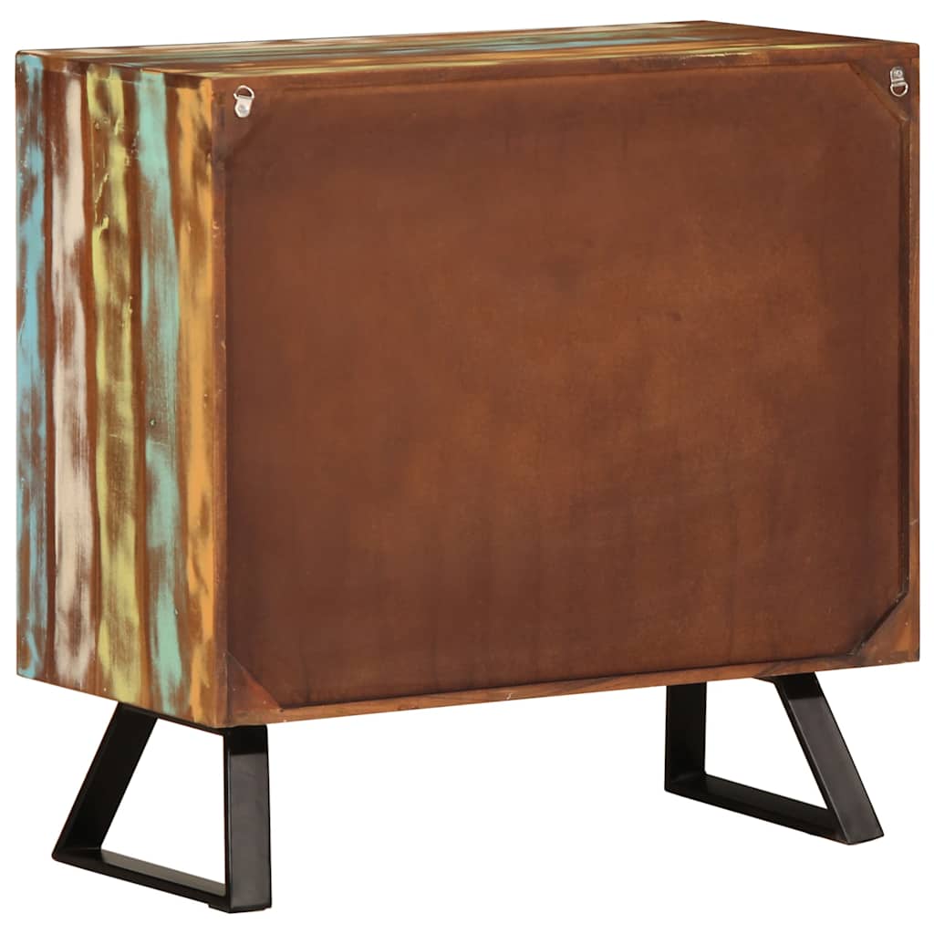 skuffeskab 70x35x70 cm massivt genbrugstræ flerfarvet
