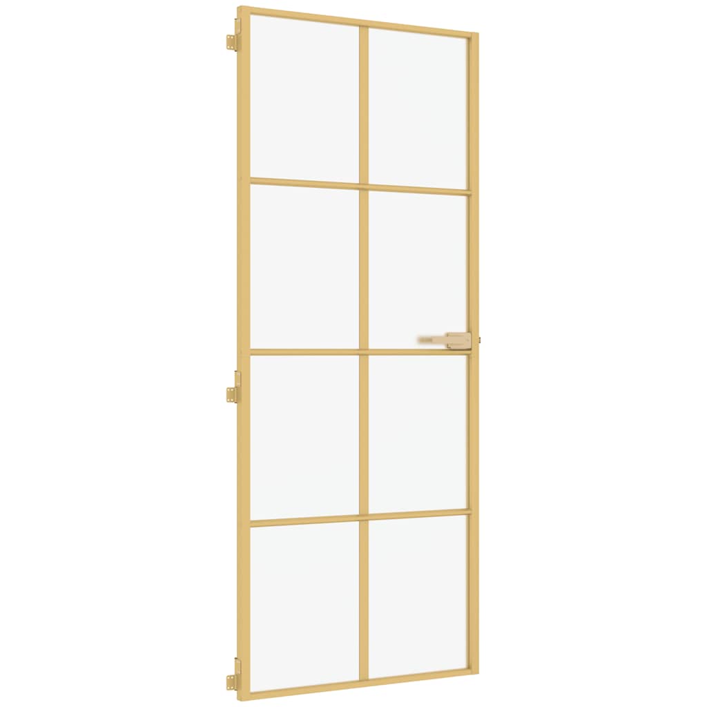 indvendig dør 83x201,5 cm hærdet glas og aluminium guldfarvet