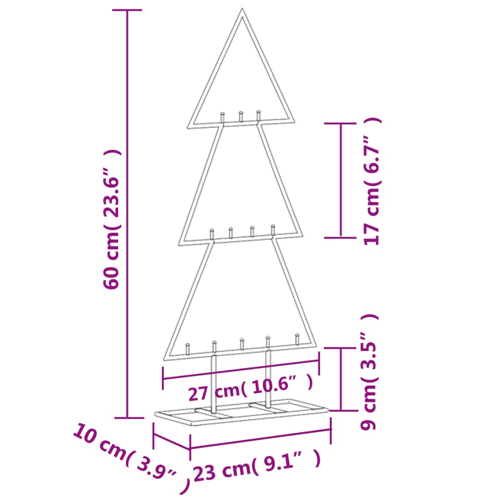 dekorativt juletræ 60 cm metal sort