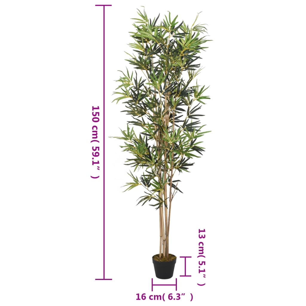kunstigt bambustræ 828 blade 150 cm grøn