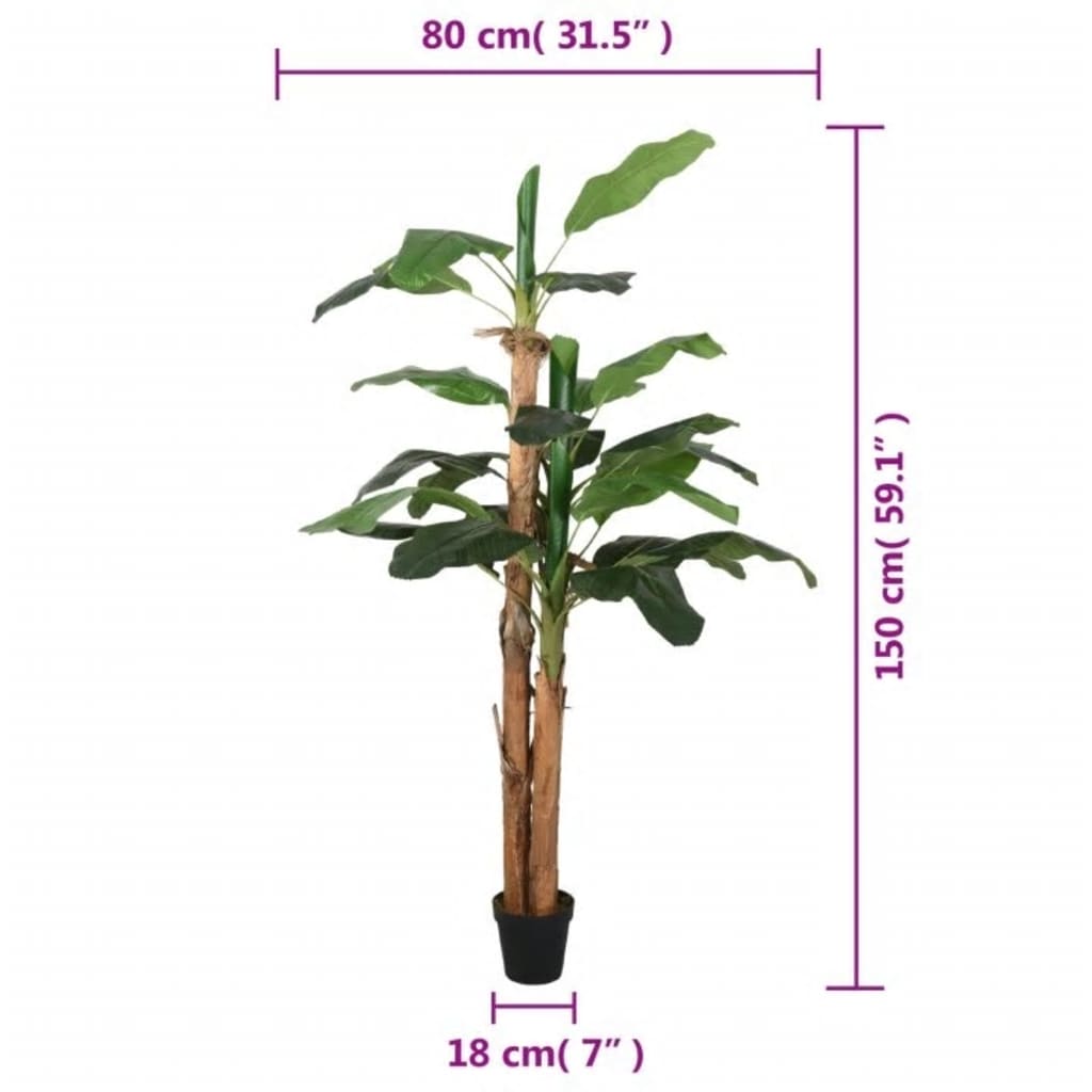 kunstigt banantræ 18 blade 150 cm grøn