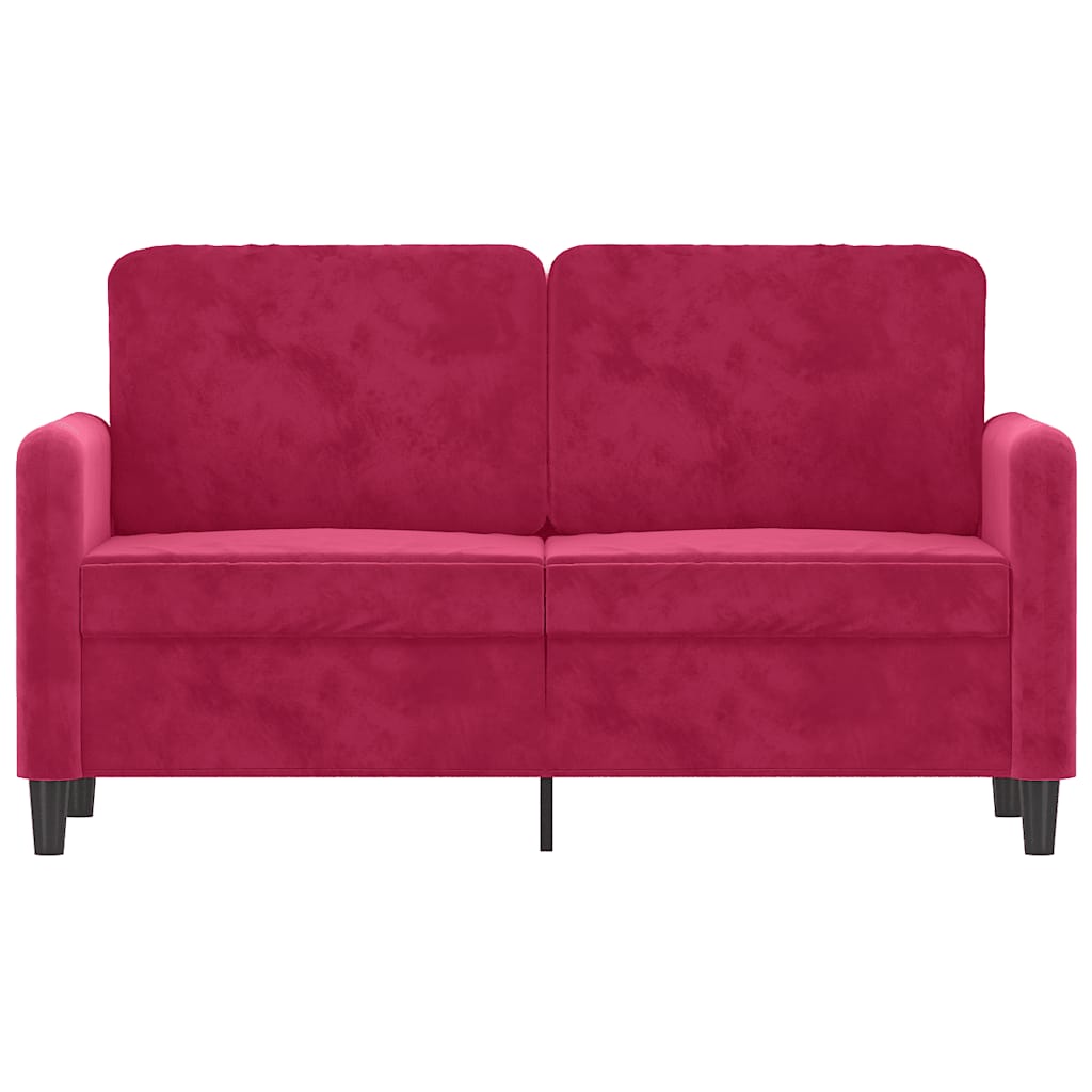 2-personers sofa 120 cm fløjl vinrød