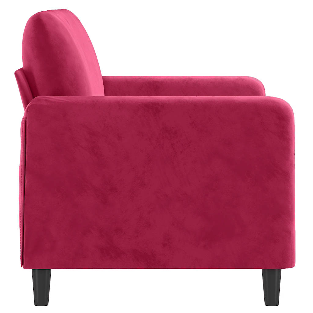 2-personers sofa 120 cm fløjl vinrød