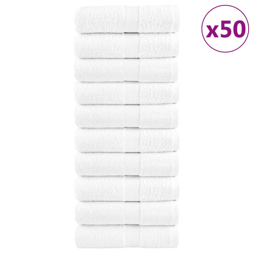Premium gæstehåndklæder SOLUND 50 stk. hvid 30x50 cm 600 gsm