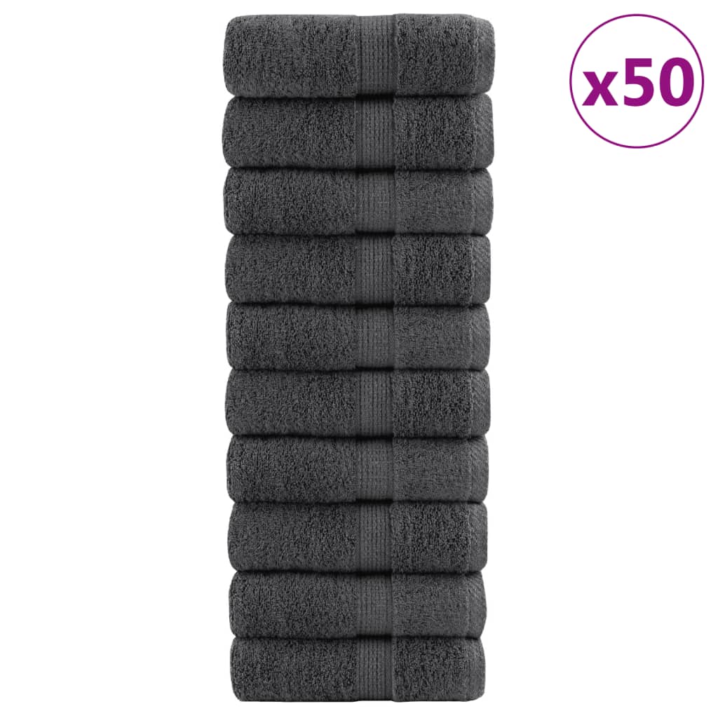 Premium gæstehåndklæder SOLUND 50 stk. antracit 30x50 cm 600 gsm