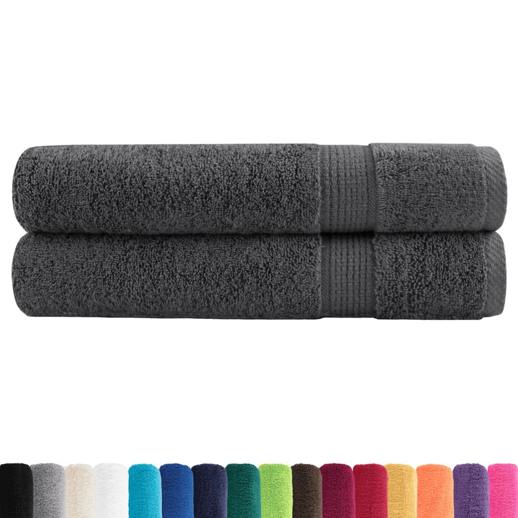 Premium saunahåndklæder SOLUND 2 stk. antracit 80x200 cm 600 gsm