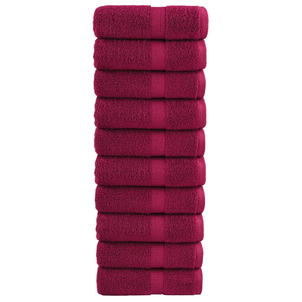 Premium gæstehåndklæder SOLUND 10 stk. bordeaux 30x50 cm 600 gsm